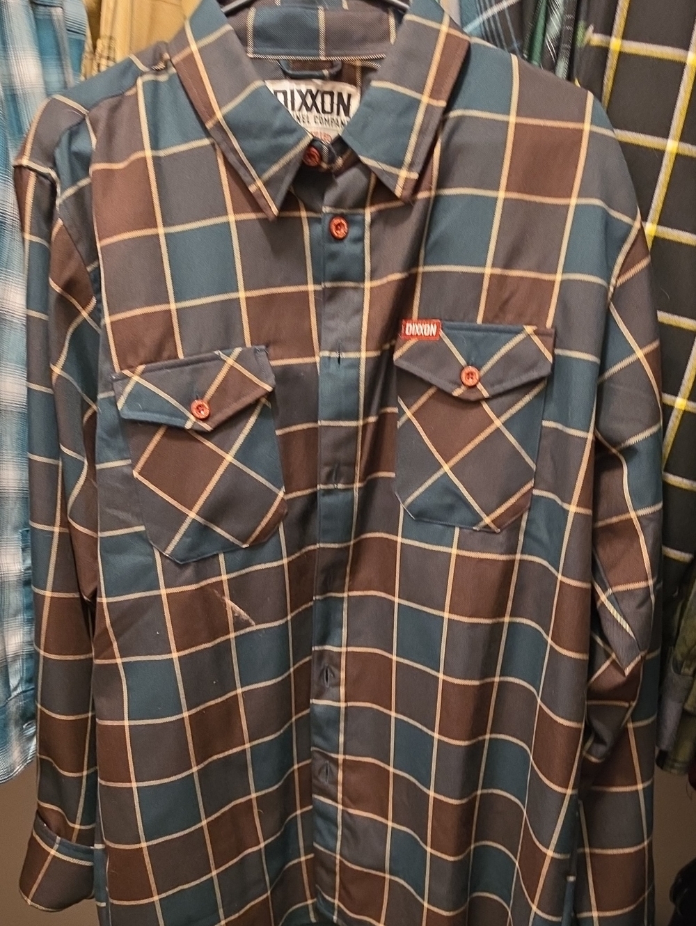 DIXXON Teal and Brown Plaid Button-Down Shirt